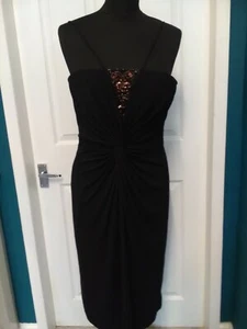 John Charles Strappy Black Sequin Detail Dress - Size 12 (B1) - Picture 1 of 5