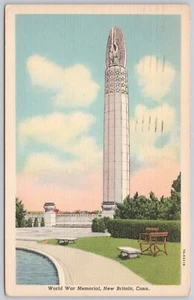 New Britain Connecticut Linen Postcard World War Memorial - Picture 1 of 2