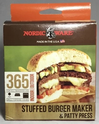 Deslizadores para hacer hamburguesas rellenas y prensa de hamburguesas Nordic Ware hechos en EE. UU. Nuevos en paquete Foto 1 de 4
