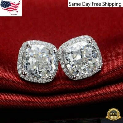 Preciosos aretes enchapados en plata 925 de circonita cúbica para mujer simulados Foto 1 de 4