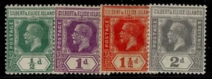 GILBERT & ELLICE ISLANDS GV SG27-30, 1922-7 SHORT set ½d to 2d, die II, M MINT. - Picture 1 of 1