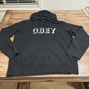 Sudadera pulóver con capucha negra con logotipo Obey OG para hombre talla XL con logotipo blanco 3d - Imagen 1 de 9