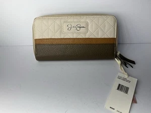 Jessica Simpson Geldbörse Blush Pink Zip around schwarz weiß gefüttert Einschubtaschen NEU - Bild 1 von 9