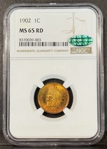 1902 Indian Head Cent NGC MS65 RD CAC Gem Luster Toned - Picture 1 of 2