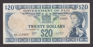 🔴FIJI  20 Dollar ND1969 XF/AU P63   Signature:  Ritchie-Barnes  MEGA RARE🔴 - Picture 1 of 3