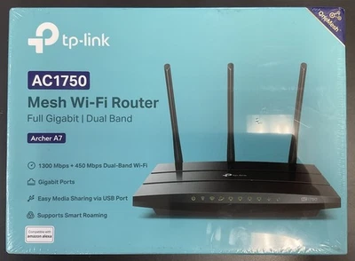 TP-Link Archer A7 AC1750 Mesh Wi-Fi Router Full Gigabit Dual Band - New Sealed! - Image 1 of 2