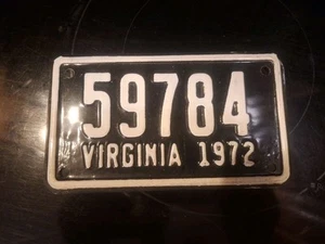 1972 Virginia Motorcycle License Plate - Picture 1 of 2