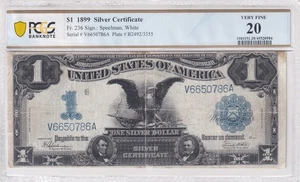1899 $1 Silver Certificate Fr.236 Black Eagle -- PCGS VF20 - Picture 1 of 3