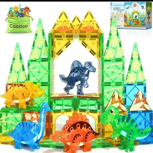 48 Piece Set Dinosaur Toys Magnetic Tiles 3D Movable Dinos for Kids - Picture 1 of 5