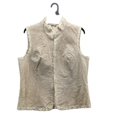Chaleco Reversible de Cuero y Encaje para Mujer Med* Beige Boho Y2k Años 70 Hada Otoño Casa de Campo Foto 1 de 4