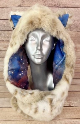 Authentic SpiritHoods Siberian Snow Leopard Galaxy Infinity Scarf Spirit Hood - Image 1 of 4