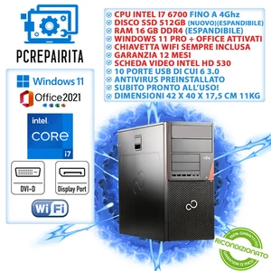 FUJITSU PC COMPUTER DESKTOP FISSO I7 6GEN 16GB RAM 512 SSD WIN 11 RICONDIZIONATO - Foto 1 di 6