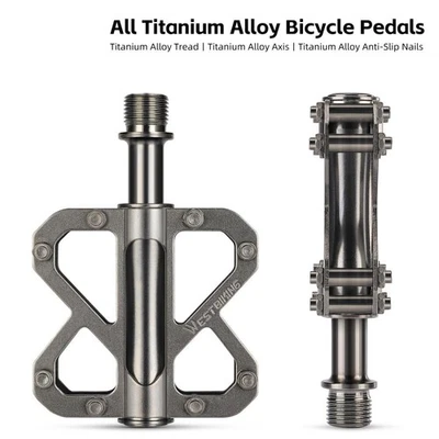 Lightweight All Titanium Alloy 3 Bearings Bike Bicycle Flat Pedals Smoothness + - Image 1 of 4