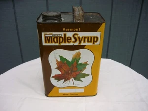 1967 Original Vermont Maple Syrup 1 Gallon Tin Maple Leaf/Recipes - Picture 1 of 5