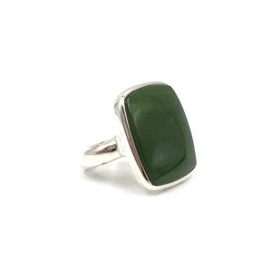 Anello uomo sigillo giada verde argento 925 vintage gioiello 18,4 mm / 58... - Foto 1 di 12