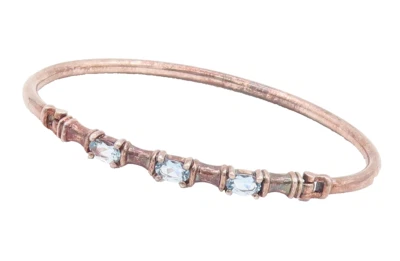 Brazalete vintage de plata de ley 925 con bisagra tallada ovalado topacio azul BT10372 Foto 1 de 4