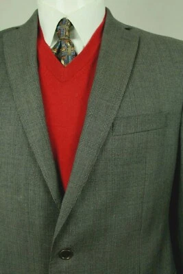 TALLIA FOR MACY'S DESIGNER MEN'S GRAY GLENCHECK 2 PC 2 BUTTON SUIT 44L VGC! Foto 1 de 4