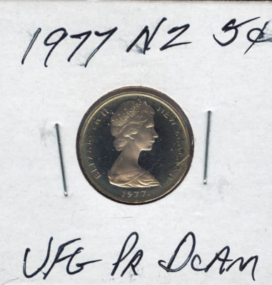 Nueva Zelanda 1977 5 centavos ultra mejor grado prueba calidad DCAM SKU: mundo #034 Foto 1 de 2