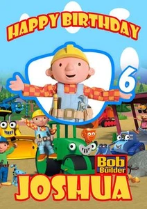 TARJETA DE FELICITACIÓN PERSONALIZADA BOB THE BUILDER OPCIÓN DE CUMPLEAÑOS CUALQUIER OCASIÓN - Imagen 1 de 2