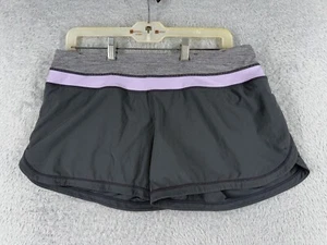 Lululemon Shorts Women 8 Gray Purple Groove Speed Rear Zipper Pocket Run Running - Picture 1 of 13