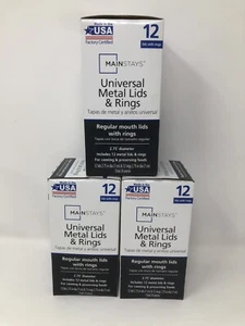 36 Mainstays Regular Mouth Lids W/ Bands (3 Packs Of 12) New! Free Shipping!! - Picture 1 of 2