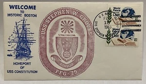 1983 USS STEPHEN W. GROVES FFG29 BOSTON CACHETED NAVAL COVER - Picture 1 of 2