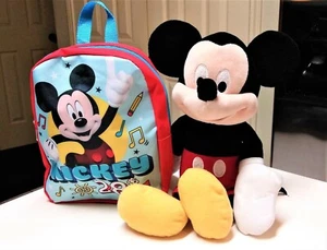 Disney Mickey Mouse 28 Backpack 10" & Mickey Mouse 14" Plush - Picture 1 of 4
