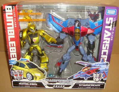 TRANSFORMERS ANIMATED DX CLASS BUMBLEBEE VS VOYAGER CLASS STARSCREAM TAKARA TOMY - Immagine 1 di 4
