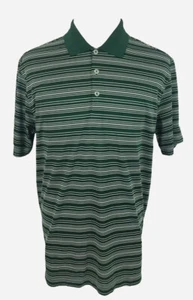 Nike Golf Mens Large Shirt Striped Green Dri Fit Embroidered Logo EUC - Picture 1 of 8