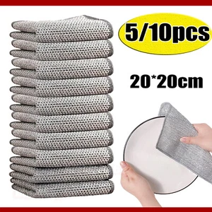 10 Multifunctional Non-Scratch Wire Dishcloth Wire Dishwashing Rag Wet Dry Clean - Picture 1 of 16