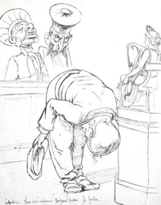 c1920 Justizia Iustitia Jura Juristen-Karikatur Original-Tuschzeichnung - Picture 1 of 1