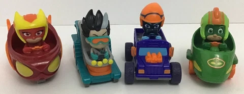 PJ Masks Wheelie Race Cars Gekko Owelette Romeo Night Ninja plastic Lot Of 4 Cover