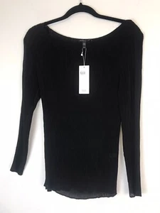 Top para mujer Eileen Fisher XS negro acanalado transparente forrado en cami nuevo con etiquetas $278 - Imagen 1 de 3