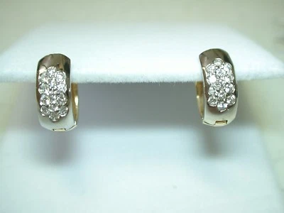14k Y/ W Gold hoop diamond Earrings 0.39 ct tw  SI1-H ( Closed Store) - Image 1 of 4
