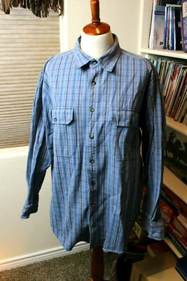 Camisa Cabelas Para Hombre Grande Alta Equipamiento Exterior Azul Rayas Bolsillos Manga Larga Foto 1 de 4