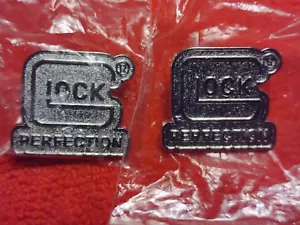 GLOCK PERFECTION Two Hat Vest Lapel Range-bag Pins SHOT-SHOW NOS NIP Silver 2 - Picture 1 of 10