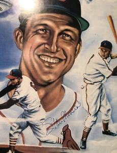 Stan Musial Cardinals HOF Signed 23x18 Heavy Stock Litho Poster - Picture 1 of 5