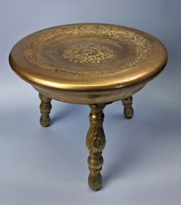 Brass 3 Leg Stool Butterfly Turkish Persian Footstool Warmer Vintage Antique - Picture 1 of 24