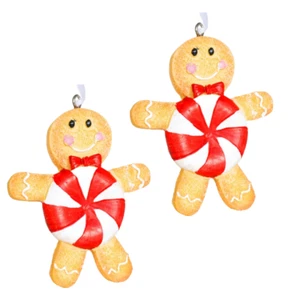 2 STK. Lebkuchenmann aus Kunststoff Christbaumschmuck Weihnachtsdeko Ingwer Mann - Bild 1 von 7