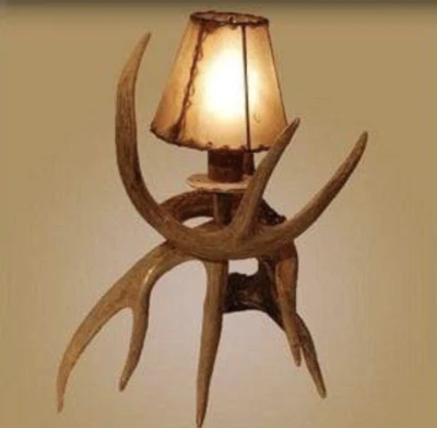 Antler WHITETAIL ANTLER NIGHTLIGHT with RAWHIDE LAMP SHADE! New PerFecT L10 NeW - Image 1 of 4