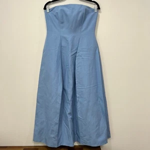 Vestido Lafayette 148 Mujer Azul Sin Tirantes Línea 4 A Midi Seda Lino Evento Plisado - Imagen 1 de 7