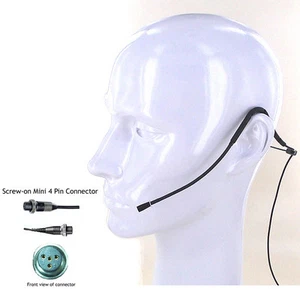Mini Sweat Resistant Headset Mic w Slim Gooseneck Boom for Mipro Peavey Wireless - Picture 1 of 8