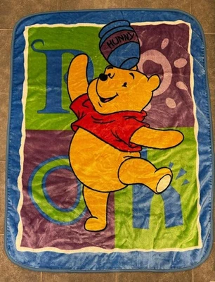 Manta de bebé de felpa polar vintage de Disney Winnie the Pooh Honey Pot Y2K difícil de encontrar rara Foto 1 de 2