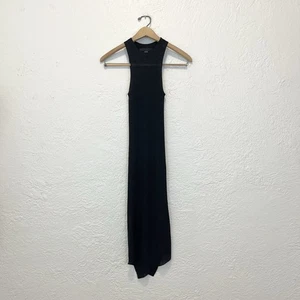 Alexander Wang Dress Black Knit Midi Ribbed Sheer Silk Alpaca Asymmetric XS - Picture 1 of 8