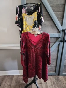 3 Womens Dresses tunic top Size XXL 20 floral sleeveless & short sleeve Tote V - Picture 1 of 12