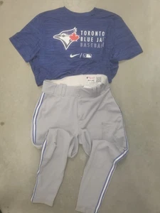  RANDAL GRICHUK TORONTO BLUE JAYS JUEGO USADO UNIFORME DE PRÁCTICA PANTALONES CAMISA  - Imagen 1 de 5
