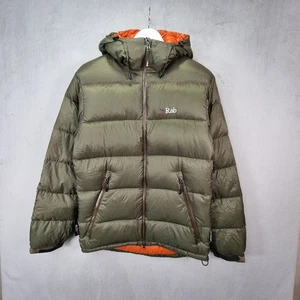 Rab Neutrino Endurance Jacket Mens XS Green Orange Down Filled Hooded Puffer - Picture 1 of 13