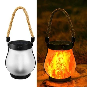 1/2/4x Solar LED Lantern For Outdoor Rainproof Rope Hanging Flame Flickering - Picture 1 of 13