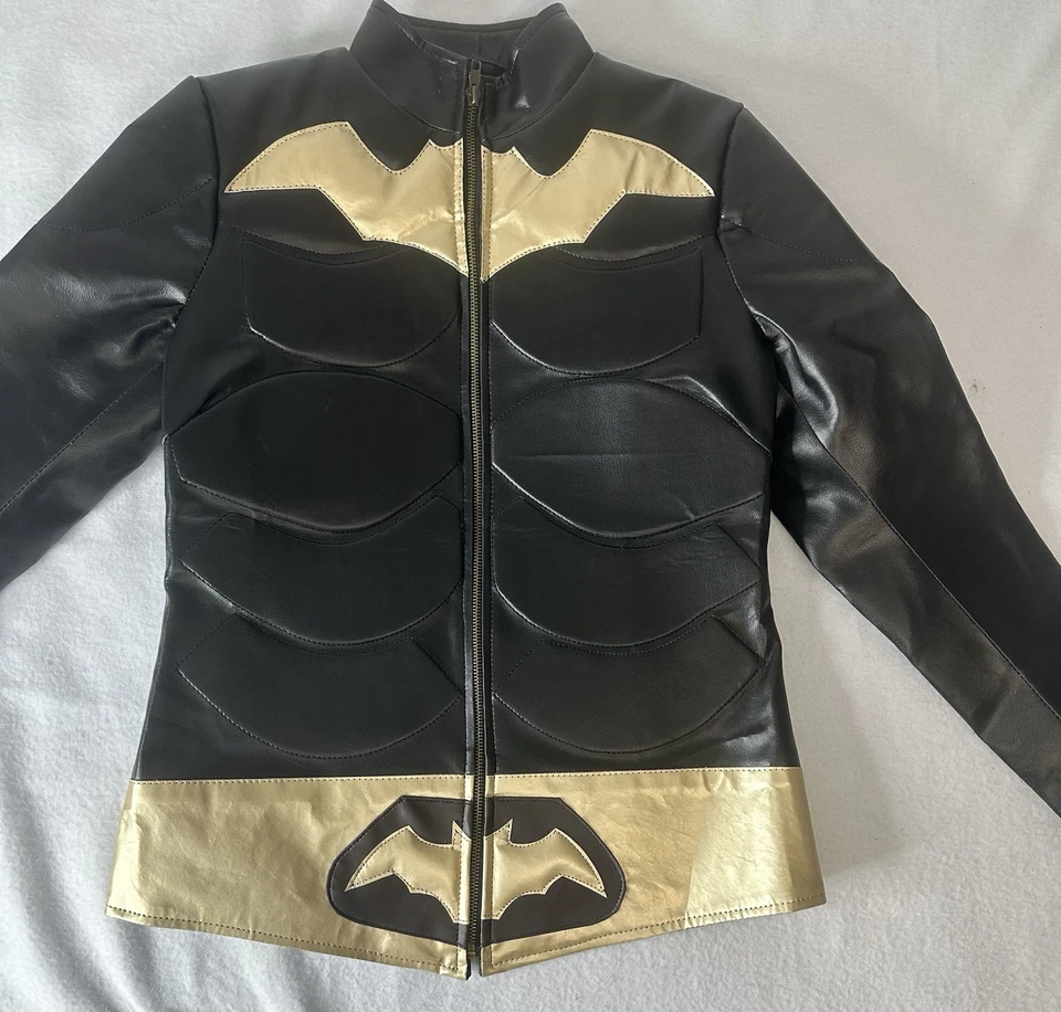 Chaqueta Disfraz Batgirl Mujer’s XS Negro Dorado Imitación Cuero Superhéroe  Foto 1 de 4