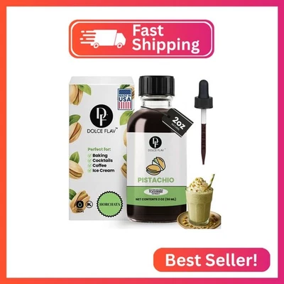 Extracto de pistacho Dolce Flav - Kosher soluble en agua de 2 onzas, sin azúcar, concentrado Foto 1 de 2